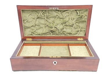 VICTORIAN 19TH C REGENCY STYLE MAHOGANY JEWELRY BO