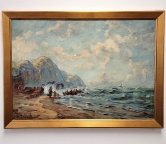 ANTIQUE OIL ON CANVAS PAINTING, CHARLES THOMAS