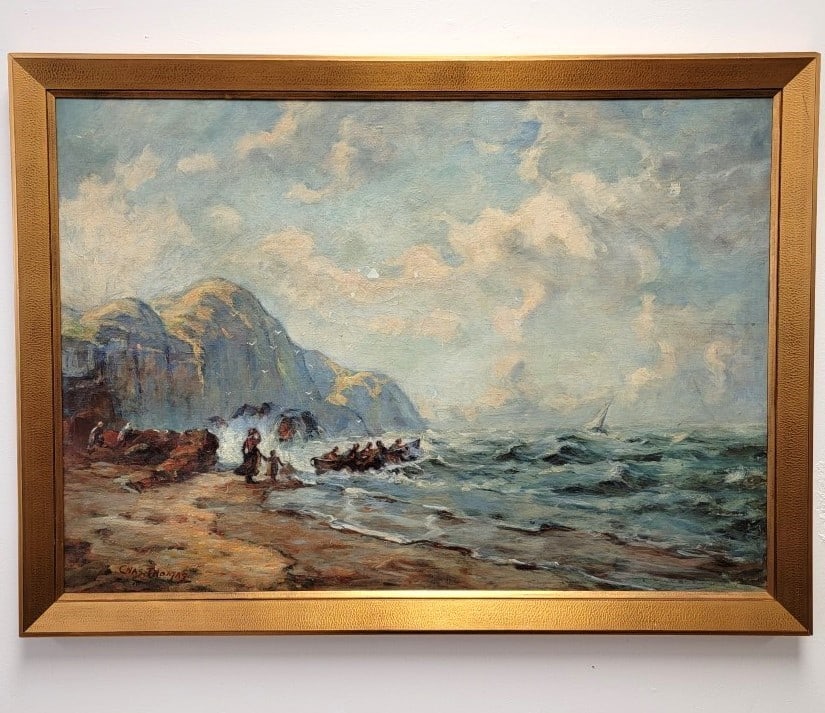ANTIQUE OIL ON CANVAS PAINTING, CHARLES THOMAS (1 of 9)