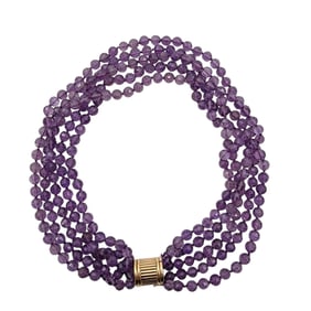 AMETHYST NECKLACE WITH 14K YELLOW GOLD CLASP