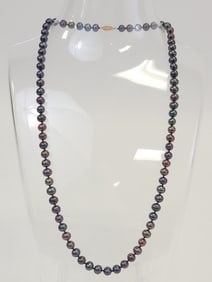 DYED FRESHWATER CULTURED PEARLS WITH 14K YG CLASP