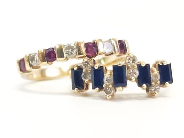 LOT OF TWO 14K YELLOW GOLD GEM SET RINGS