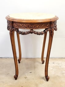 ANTIQUE LOUIS XV STYLE MARBLE TOP SIDE TABLE