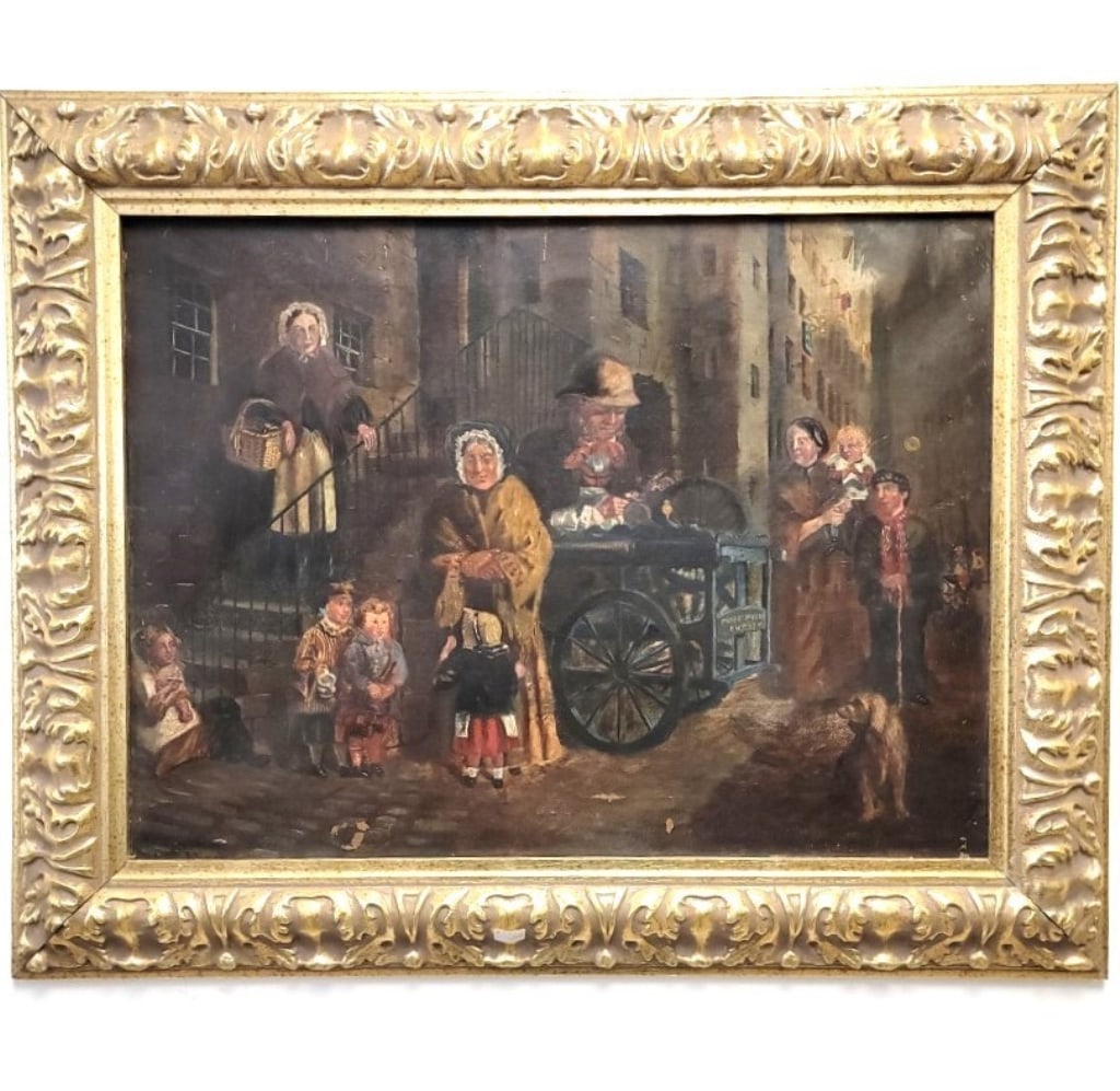 ANTIQUE EARLY 19TH C OIL ON CANVAS PAINTING (1 of 4)