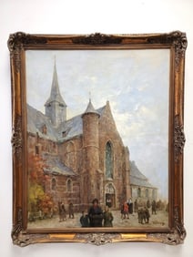 FELIX EYSKENS OIL ON CANVAS PAINTING BELGIAN CHURC