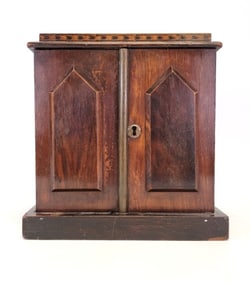 ANTIQUE 19TH C GOTHIC REVIVAL STATIONARY CABINET