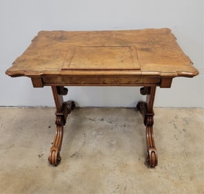 VICTORIAN BURLED WOOD DESK W/ READING STAND