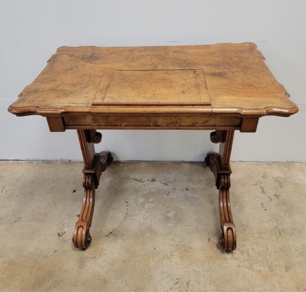 VICTORIAN BURLED WOOD DESK W/ READING STAND (1 of 10)