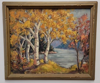 ANTOINETTE MURRAY OIL ON BOARD PAINTING: FOREST