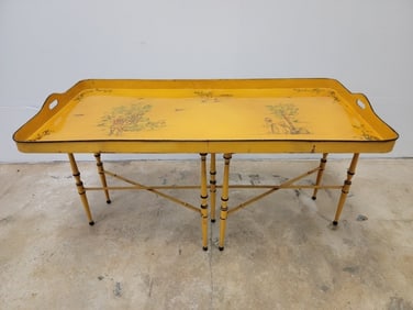 VINTAGE ITALIAN YELLOW TOLEWARE TRAY TABLE
