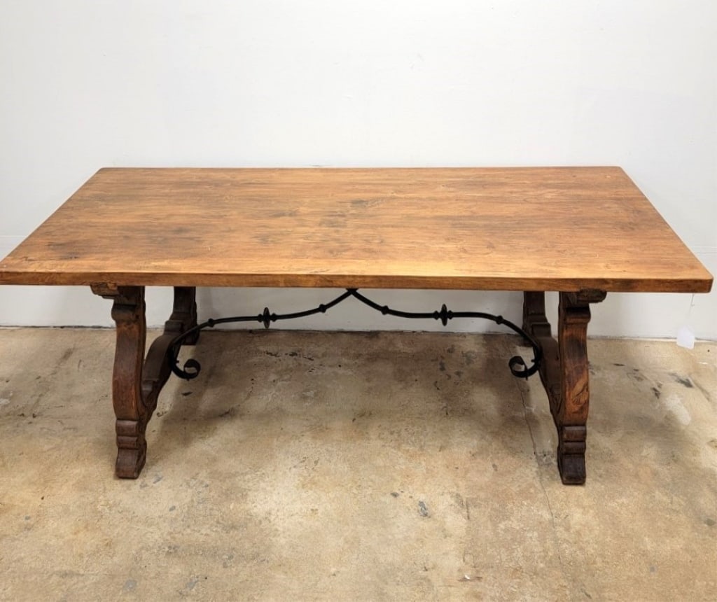 ANTIQUE ITALIAN REVIVAL TRESTLE REFECTORY TABLE (1 of 7)