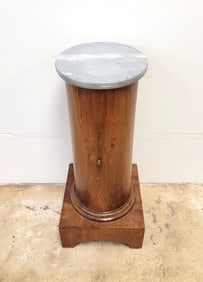 19TH C BIEDERMEIER STYLE CYLINDER PEDESTAL CABINET