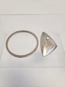 GEORG JENSEN STERLING SILVER BANGLE & BROOCH
