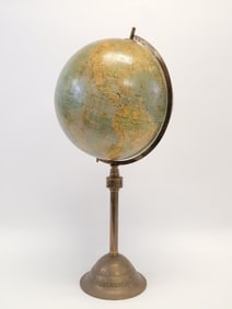 VINTAGE MID CENTURY POLISH SCHOOL GLOBE, E. ROMER