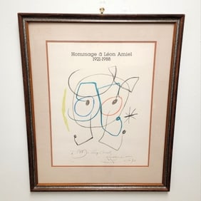 JOAN MIRO FRAMED L.E. POSTER: HOMMAGE A LEON AMIEL