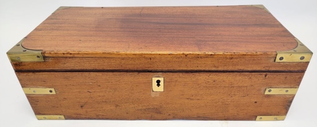 ANTIQUE MAHOGANY CAMPAIGN STYLE WRITING SLOPE (1 of 6)