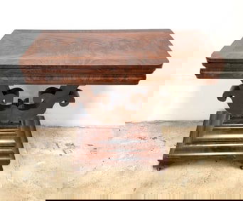 ANTIQUE 19TH C EMPIRE REVIVAL FLIP TOP GAME TABLE