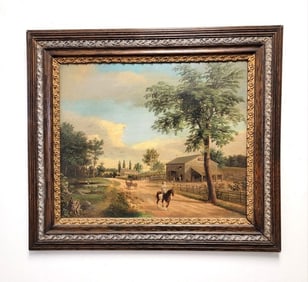 ANTIQUE MYSTERY ARTIST OIL ON PANEL PAINTING