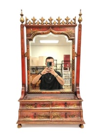 19TH C ENGLISH CHINOISERIE DRESSING TABLE MIRROR
