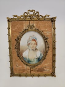 ANTQ FRENCH MINIATURE PORTRAIT PAINTING MARCHAND