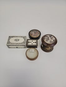 FIVE ASSORTED ANTIQUE MINIATURE BOXES