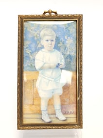 ANTIQUE MINIATURE PAINTING OF A YOUNG BOY