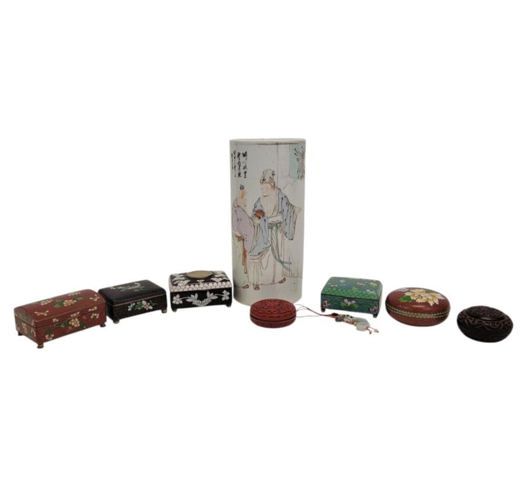 GROUP LOT CHINESE PORCELAIN, CLOISONNE, ETC 10PCS (1 of 6)