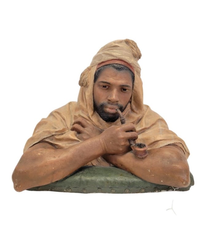 ANTQ DOMENICO PAGANO POLYCHROME EARTHENWARE BUST (1 of 11)