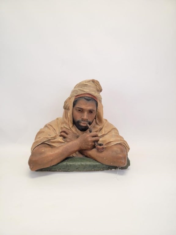 ANTQ DOMENICO PAGANO POLYCHROME EARTHENWARE BUST - 2