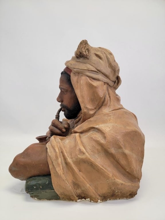 ANTQ DOMENICO PAGANO POLYCHROME EARTHENWARE BUST - 9