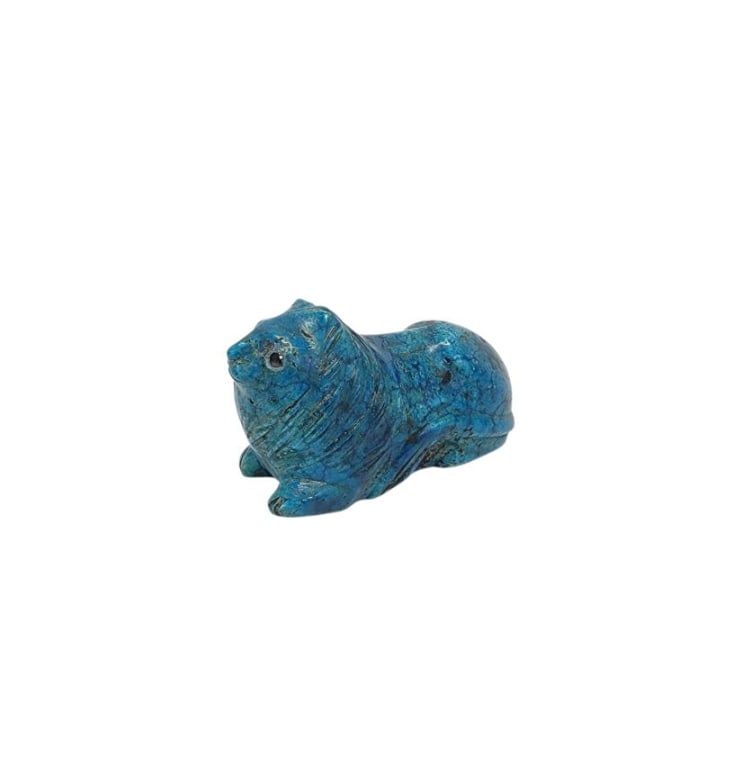 PRIMITIVE CARVED TURQUOISE LION FIGURINE (1 of 6)