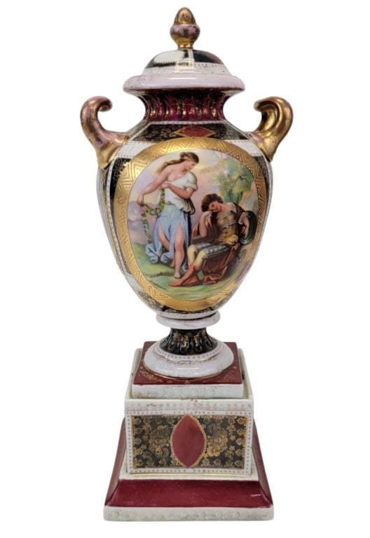 ANTIQUE ROYAL VIENNA PORCELAIN COVERED URN (1 of 7)