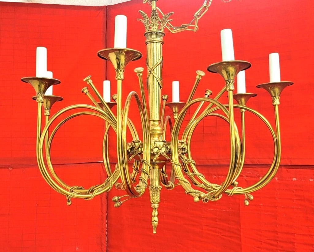 VINTAGE BRASS NEOCLASSICAL STYLE CHANDELIER (1 of 8)