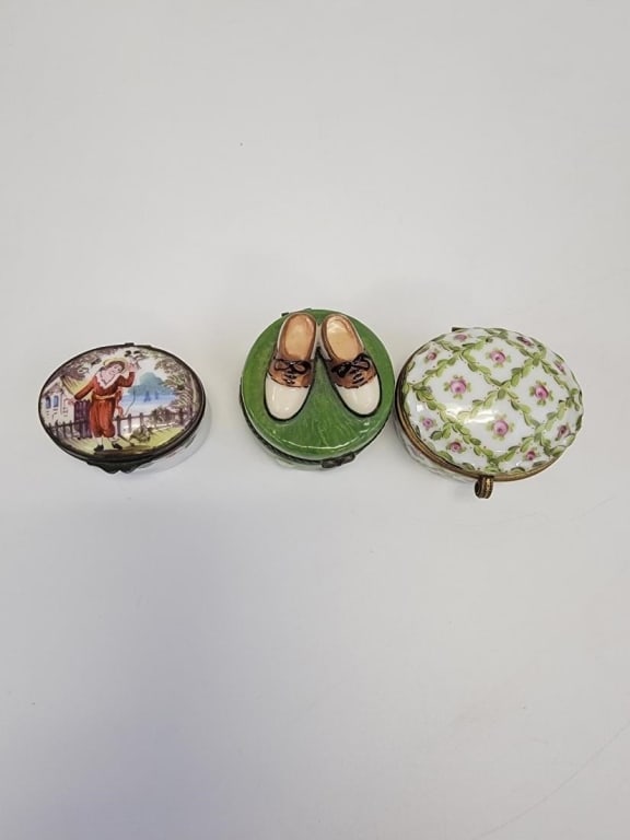 ANTIQUE ENAMEL / PORCELAIN BOXES, PATCH, SNUFF ETC - 6