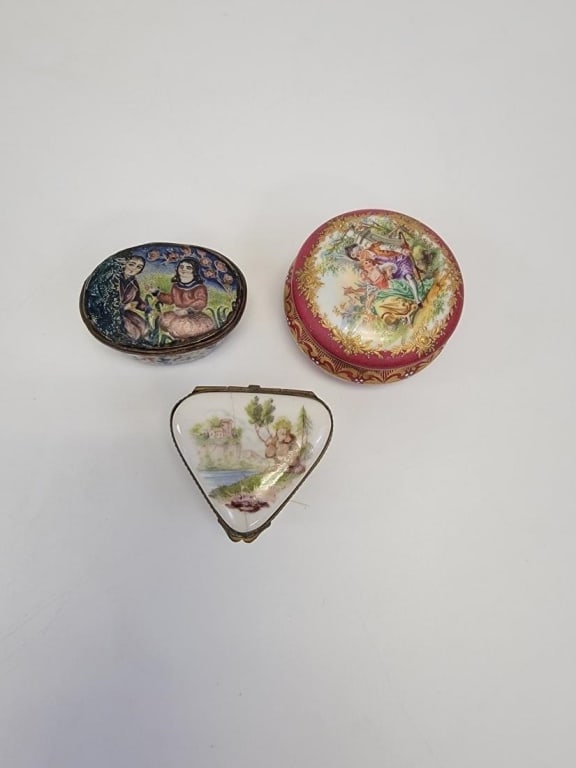 ANTIQUE ENAMEL / PORCELAIN BOXES, PATCH, SNUFF ETC - 7