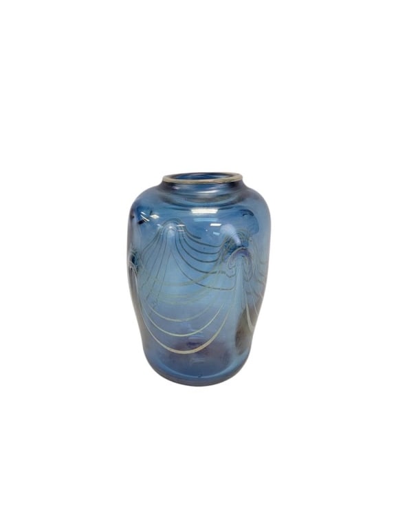 EARLY DALE CHIHULY BLUE PULLED GLASS VASE 8.6" (1 of 11)