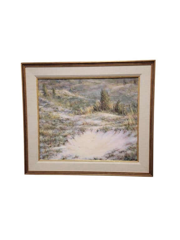 VINTAGE IMPRESSIONIST OIL ON BOARD PAINTING: Vintage Impressionist oil on board painting. Subject: hilly landscape. Signed what appears to read "Peavers" lower right. Framed measuring a total of 26.8" tall x 30.8" wide. Condition: no damage to