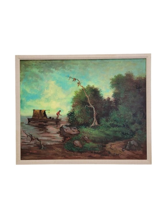 ELLIOT ORR, OIL ON CANVAS PAINTING, FISHING SPOT (1 of 9)