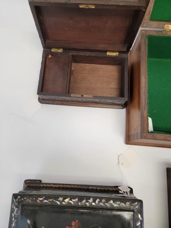 SIX ASSORTED ANTIQUE WOODEN BOXES - 11