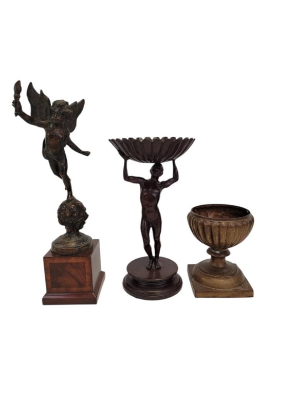THREE BRONZE DECORATIVES / SCULPTURES (1 of 8)