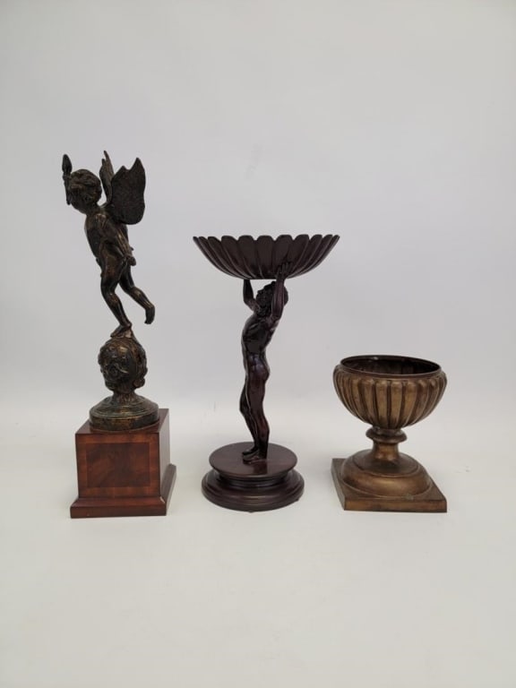 THREE BRONZE DECORATIVES / SCULPTURES - 8