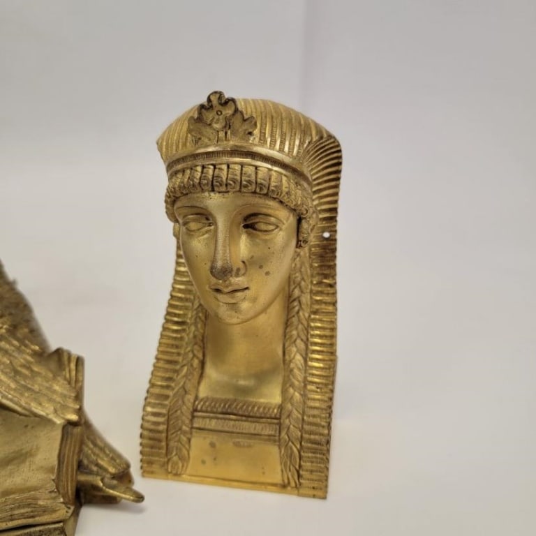 ORMOLU & BRASS: CANDLESTICKS, INKWELL, ORMOLU BUST - 6