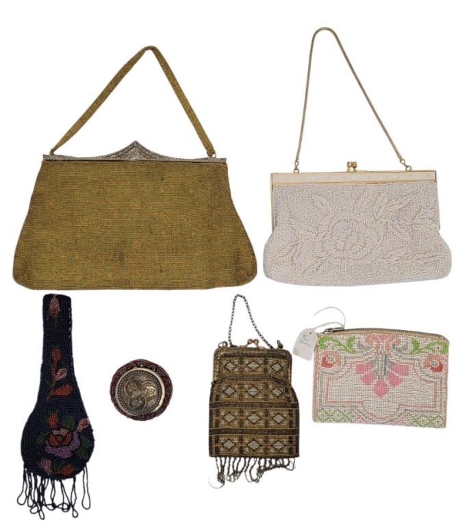 SIX ANTIQUE / VINTAGE LADIES BEADED PURSES ETC. (1 of 7)