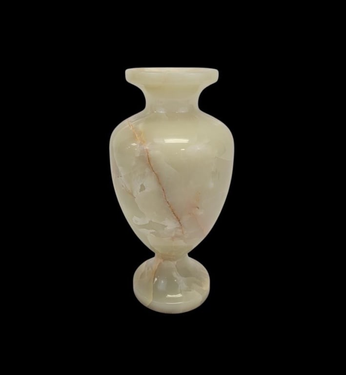 VINTAGE CARVED SOLID ALABASTER 13" BALUSTER VASE (1 of 6)