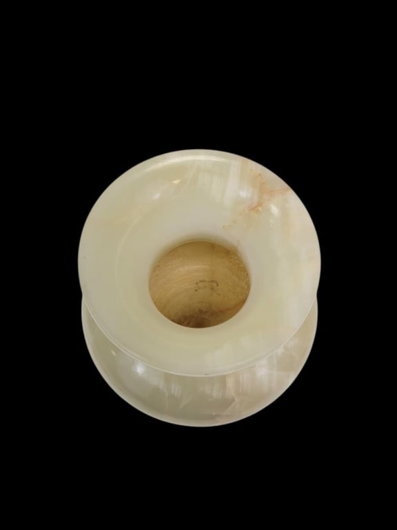 VINTAGE CARVED SOLID ALABASTER 13" BALUSTER VASE - 5