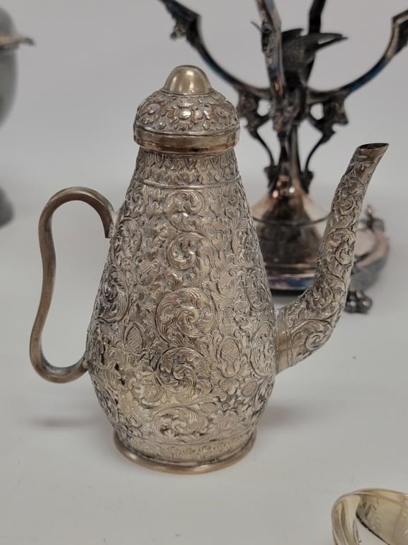 ASSORTED ESTATE SILVER PLATED UTENSILS & TABLEWARE - 14