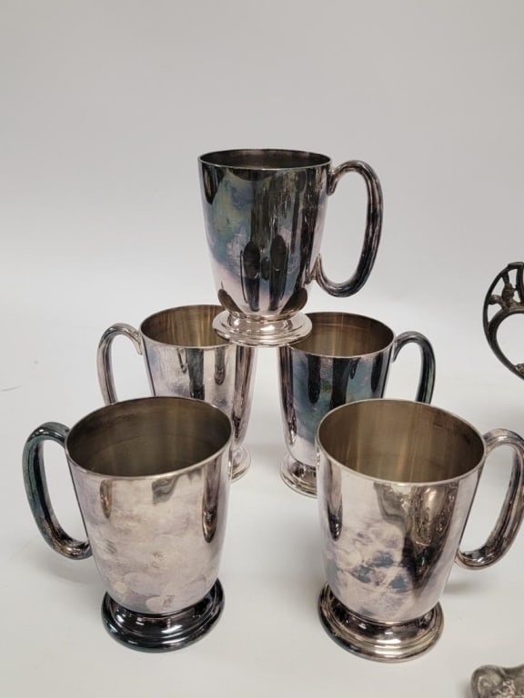 ASSORTED ESTATE SILVER PLATED UTENSILS & TABLEWARE - 2