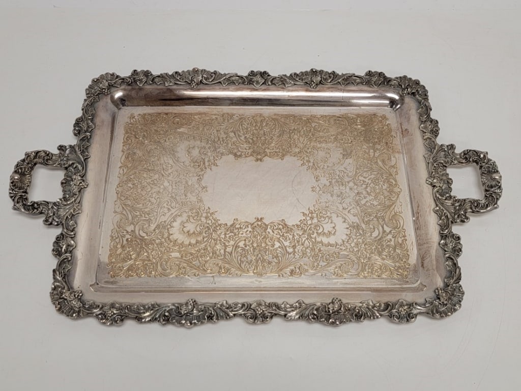 LARGE WILCOX SILVER PLATED SERVING TRAY PLATTER - 2