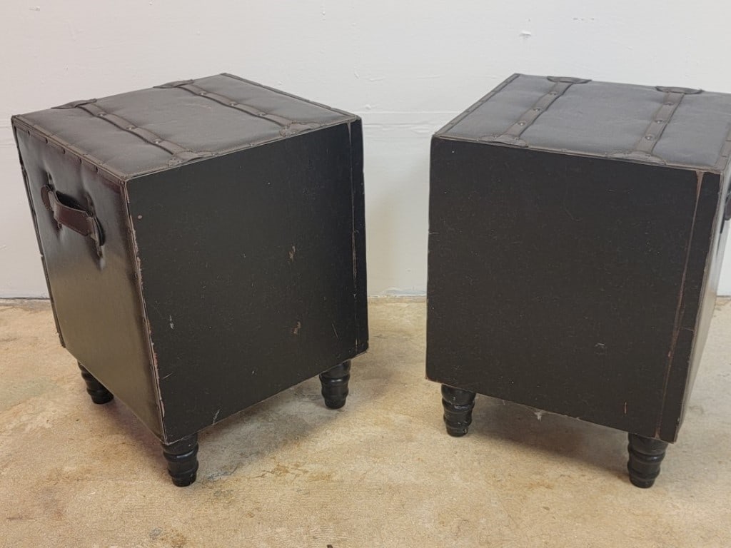 PR CAMPAIGN STYLE LEATHER LINED SIDE TABLES CHESTS - 11