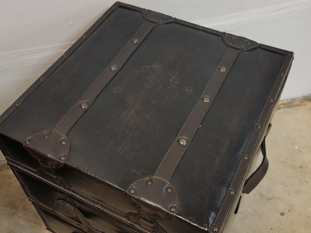 PR CAMPAIGN STYLE LEATHER LINED SIDE TABLES CHESTS - 8